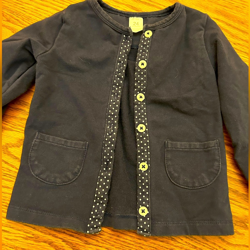 Carter’s Navy Cardigan with Polka Dot Trim size 24 months